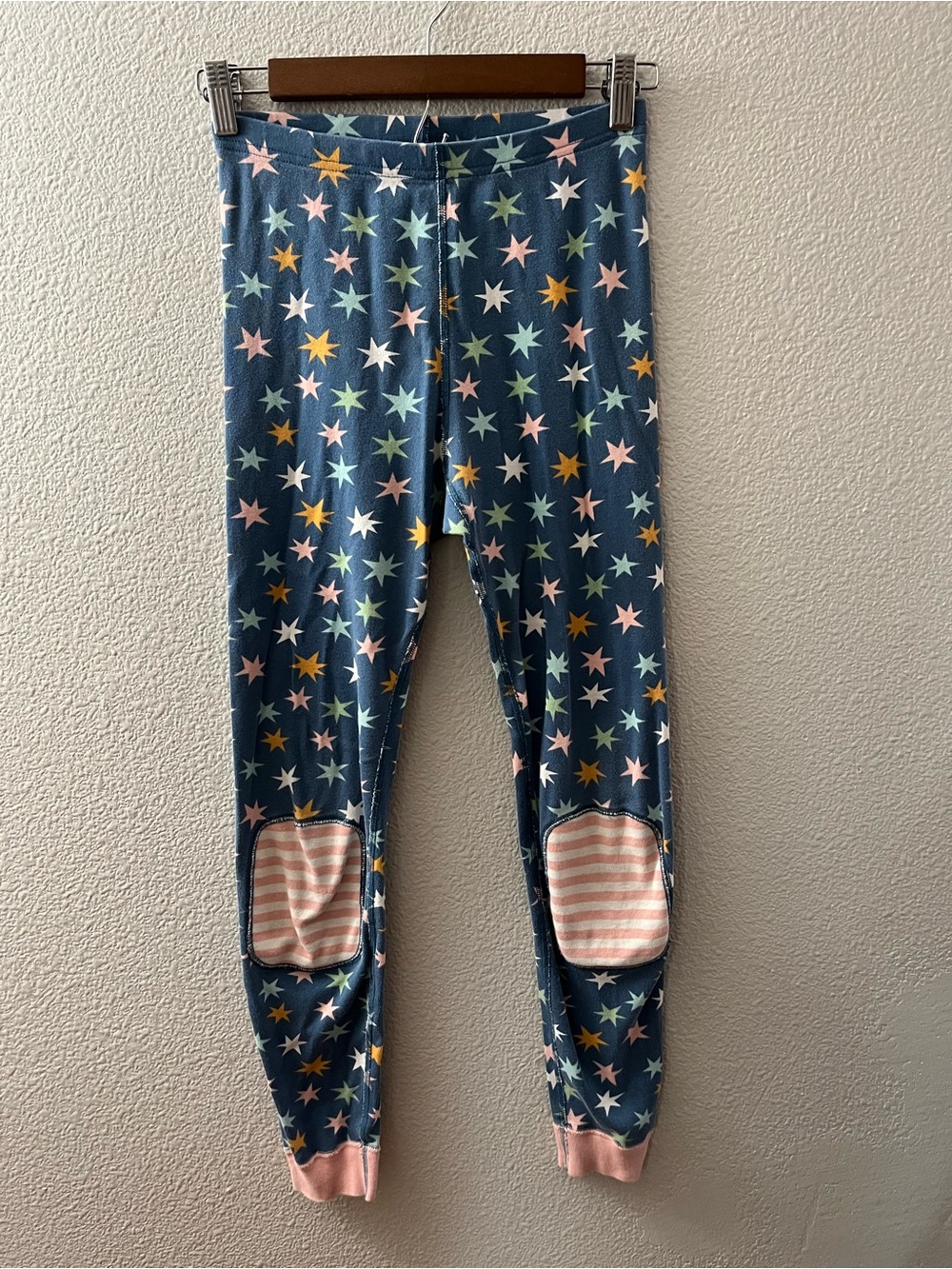 Hanna Anderson Girls Long John Pajama Bottoms Star Knee Patch Size 12